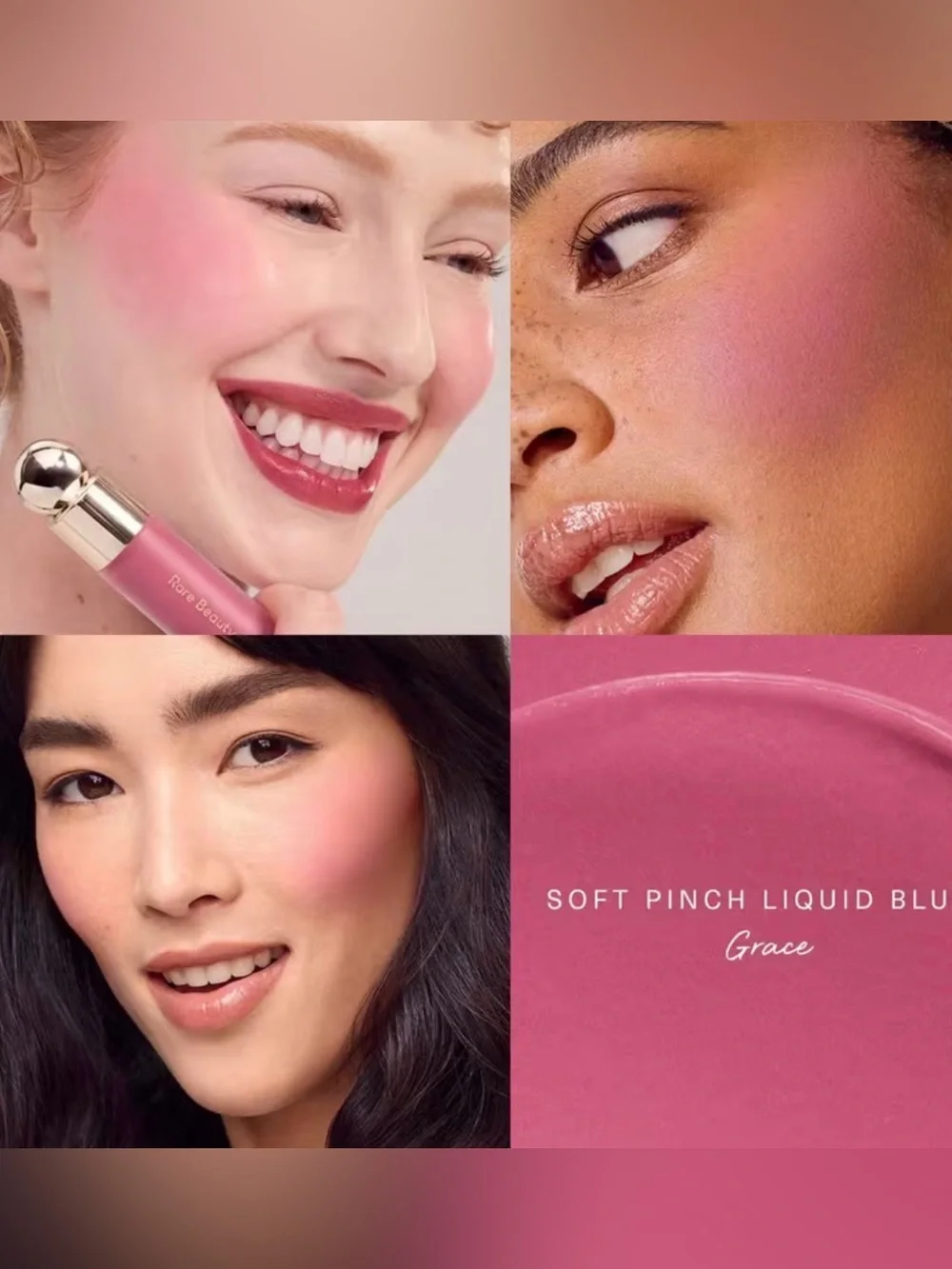 Rare Beauty Soft Pinch Liquid Blush in Grace bright rose mauve matte finish